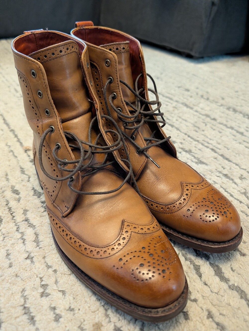 Men's Allen Edmonds Dalton Tan Leather Wingtip Boots 11D